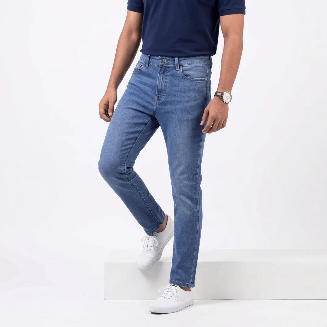 Men’s Slim Fit Stretch Denim Jeans - Mid Light Blue